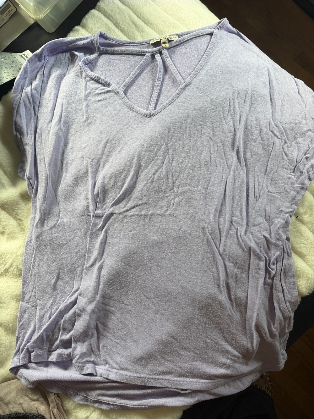 Express Light Lavender V-Neck Short Sleeve Top
